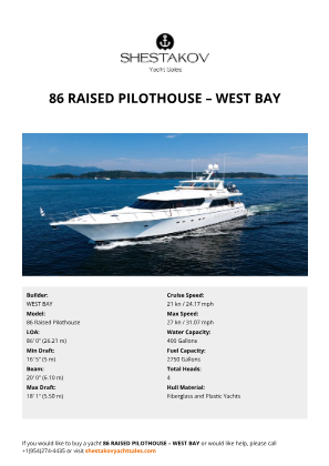 WEST BAY - 86 Raised Pilothouse