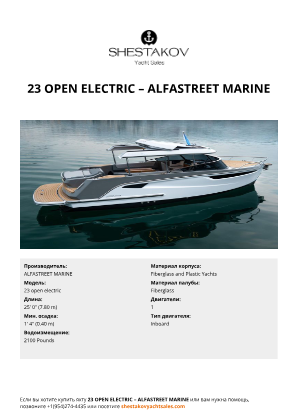 ALFASTREET MARINE - 23 open electric