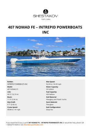 INTREPID POWERBOATS INC - 407 NOMAD FE
