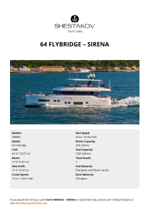 SIRENA - 64 Flybridge