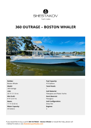 Boston Whaler - 360 Outrage