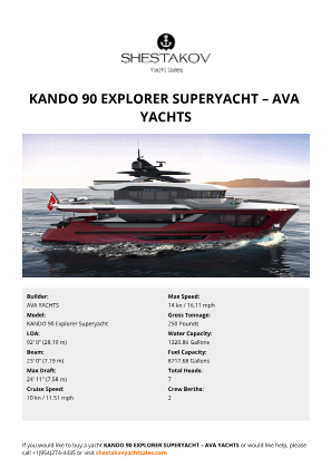 AVA YACHTS - KANDO 90 Explorer Superyacht