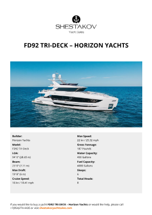Horizon Yachts - FD92 Tri-Deck