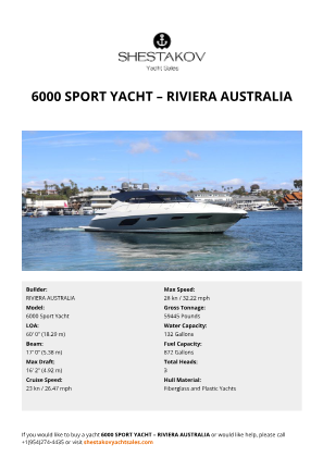 RIVIERA AUSTRALIA - 6000 Sport Yacht