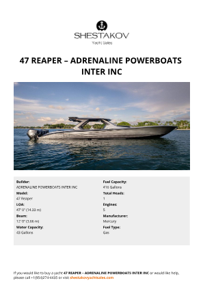 ADRENALINE POWERBOATS INTER INC - 47 Reaper