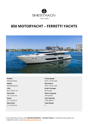 Ferretti Yachts - 850 Motoryacht