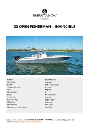 INVINCIBLE - 33 Open Fisherman