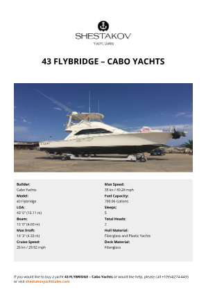 Cabo Yachts - 43 Flybridge
