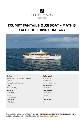 N/A - Trumpy Fantail Houseboat