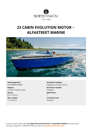 ALFASTREET MARINE - 23 Cabin Evolution Motor