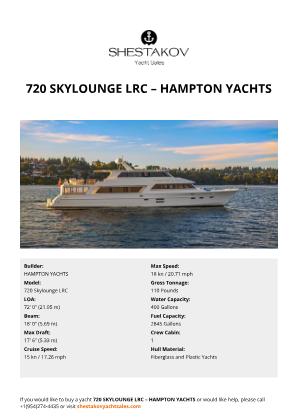 HAMPTON YACHTS - 720 Skylounge LRC