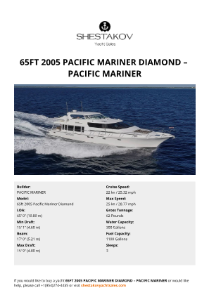 PACIFIC MARINER - 65ft 2005 Pacific Mariner Diamond