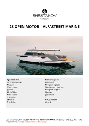 ALFASTREET MARINE - 23 open motor