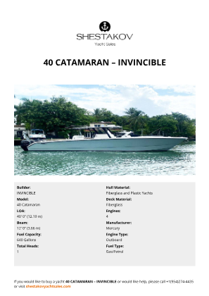 INVINCIBLE - 40 Catamaran