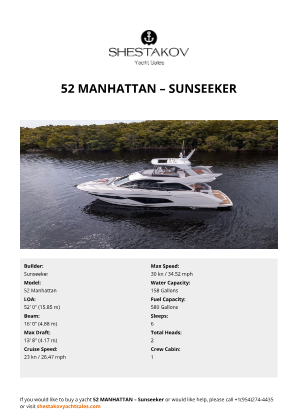Sunseeker - 52 Manhattan