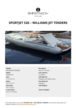 WILLIAMS JET TENDERS - SportJet 520