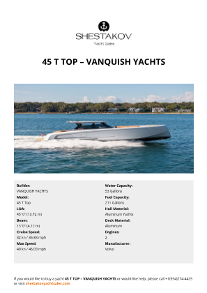 VANQUISH YACHTS - 45 T Top