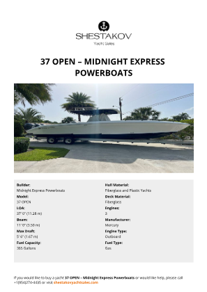 Midnight Express Powerboats - 37 OPEN