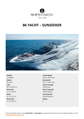 Sunseeker - 86 Yacht