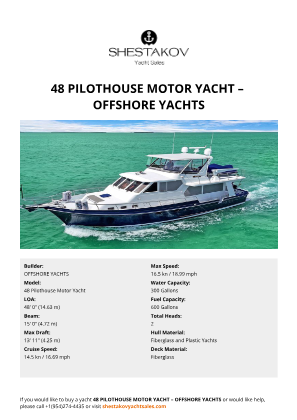 OFFSHORE YACHTS - 48 Pilothouse Motor Yacht