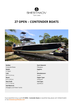 Contender Boats - 27 Open