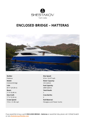 Hatteras - Enclosed Bridge