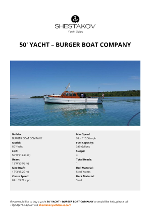 BURGER BOAT COMPANY - 50' Yacht