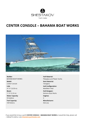 BAHAMA BOAT WORKS - Center Console