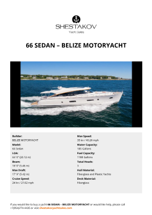 BELIZE MOTORYACHT - 66 Sedan