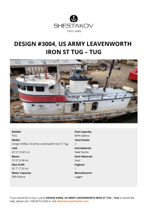 TUG - Design #3004, US Army Leavenworth Iron ST Tug