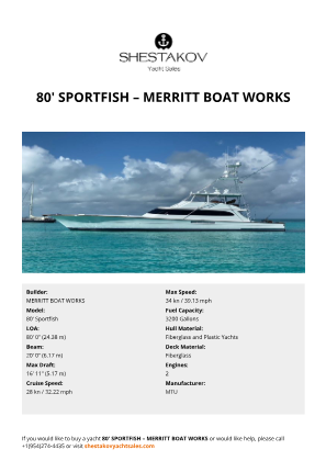 MERRITT BOAT WORKS - 80' Sportfish