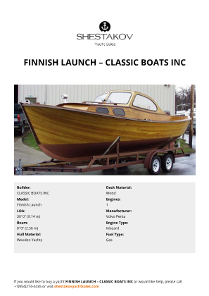 CLASSIC BOATS INC - Finnish Launch