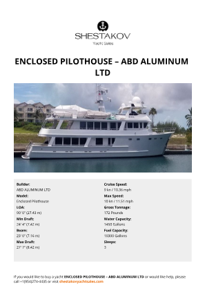 ABD ALUMINUM LTD - Enclosed Pilothouse