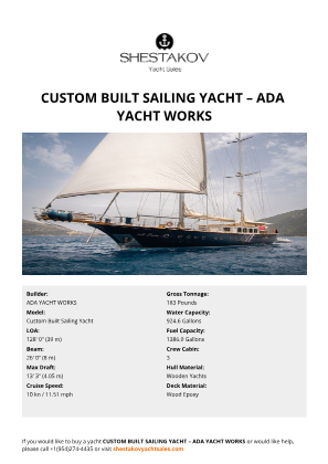 ADA YACHT WORKS - Custom Built Sailing Yacht