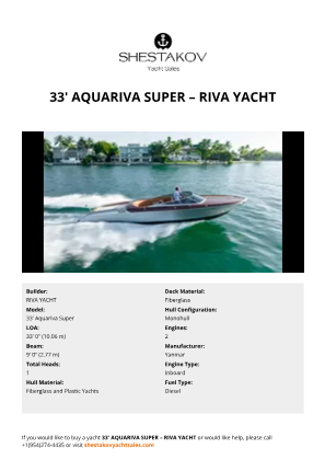 RIVA YACHT - 33' Aquariva Super