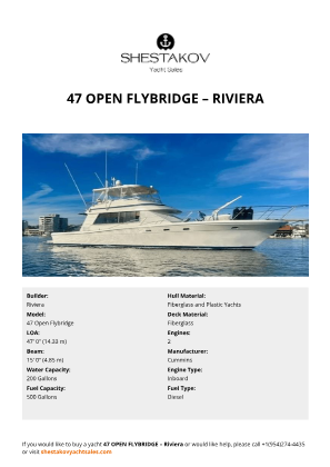 Riviera - 47 Open Flybridge