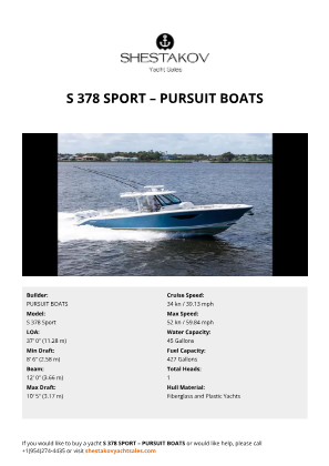PURSUIT BOATS - S 378 Sport