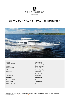 PACIFIC MARINER - 65 Motor Yacht