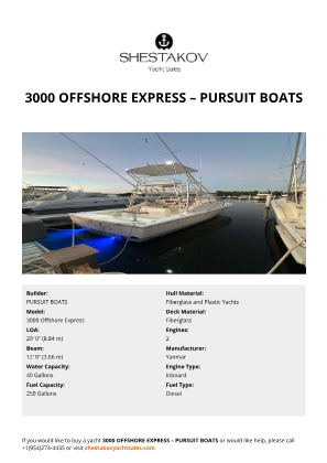 PURSUIT BOATS - 3000 Offshore Express