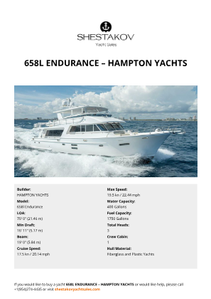 HAMPTON YACHTS - 658l Endurance