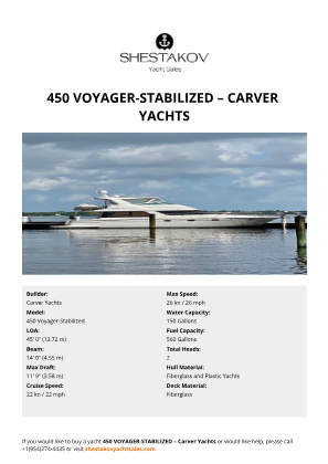 Carver Yachts - 450 Voyager-Stabilized