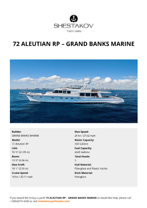 GRAND BANKS MARINE - 72 Aleutian RP