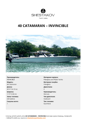 INVINCIBLE - 40 Catamaran