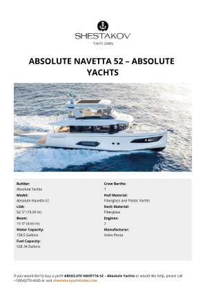 Absolute Yachts - Absolute Navetta 52