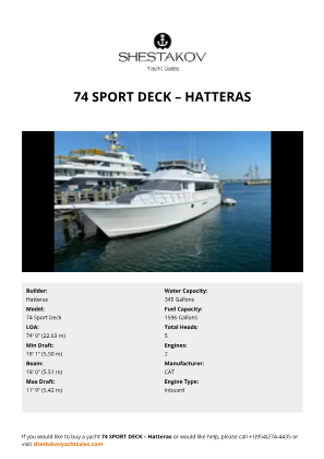 Hatteras - 74 Sport Deck