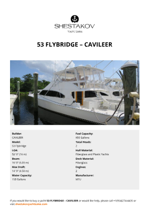 CAVILEER - 53 Flybridge