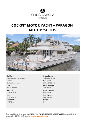 PARAGON MOTOR YACHTS - Cockpit Motor Yacht