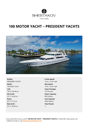 PRESIDENT YACHTS - 100 Motor Yacht