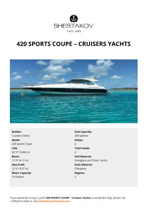 Cruisers Yachts - 420 Sports Coupe