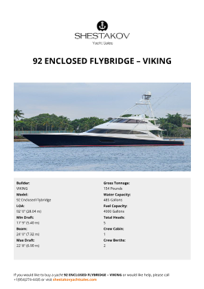 VIKING - 92 Enclosed Flybridge